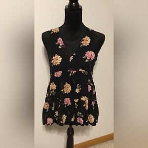 American Eagle Outfitters Black Mini Dress with Floral Design